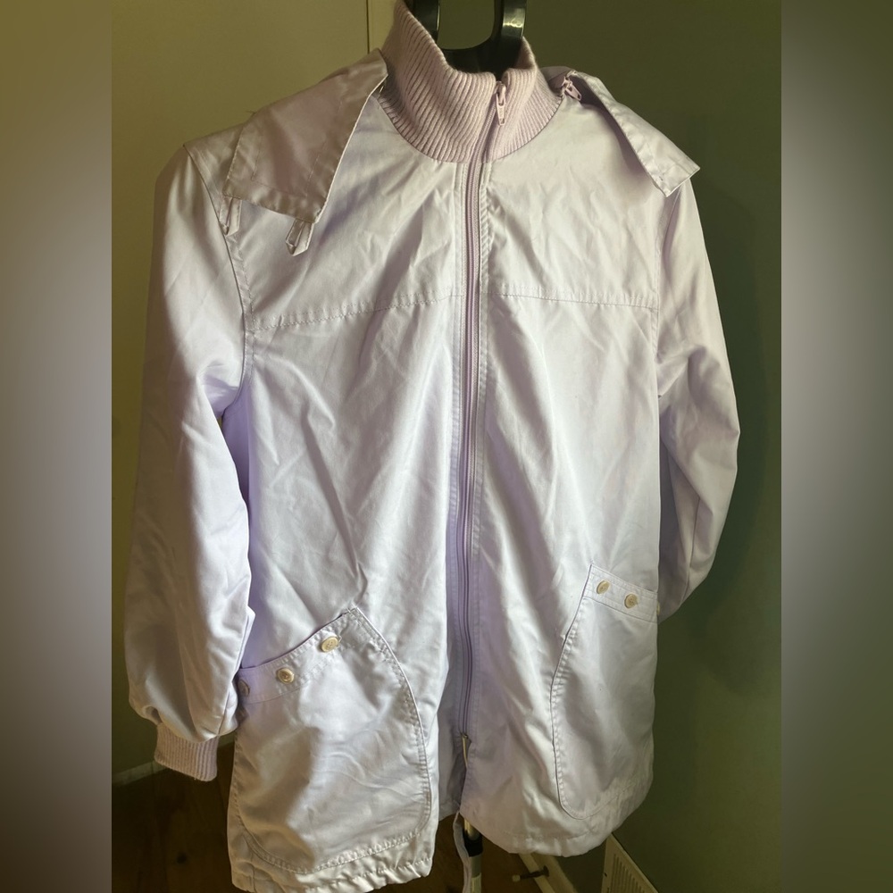 Vintage 80s Lesoleil Lavender Hooded Windbreaker Jacket Womens Medium